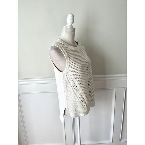 Gap Crochet Step Hem Tank Vest Cream M - Picture 3 of 6